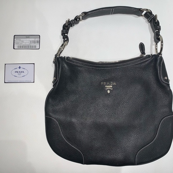 Prada Vitello Daino Black Leather Hobo Bag - Picture 5 of 10